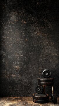 Vintage weights gym dark background fitness