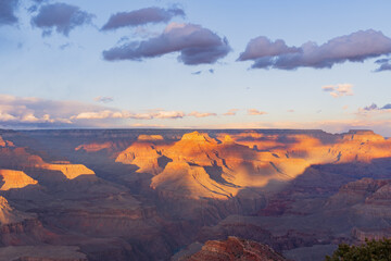 Dramatic View of the Grand Canyon Bathed in Sunset Light