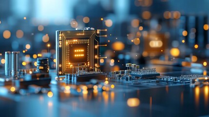 Exploring technological innovations in microchips and circuits modern laboratory digital art high-tech environment close-up perspective innovation and design