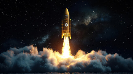 Rocket Launch Into Night Sky