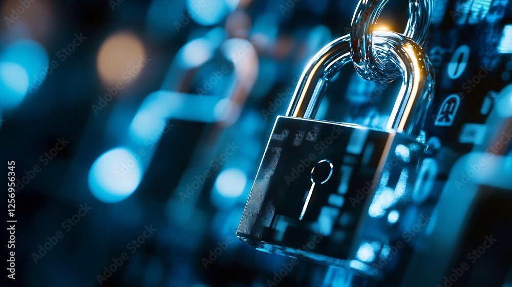 Aufkleber artistic depiction of locked padlocks with blurred digital background highlighting online safety and