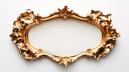 golden ornate frame isolated on white background