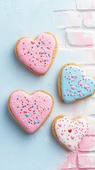 Fototapeta premium Heart-Shaped Cookies with Colorful Sprinkles