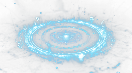 a blue circular with a clock in the middle