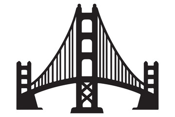 Golden Gate Bridge Black Silhouette Design Vector Illustration