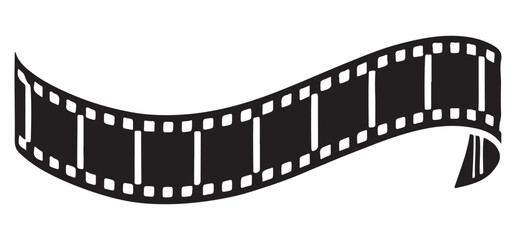 Fototapeta premium Curved Film Reel Silhouette Vector Graphic for Movie Production