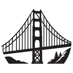 Golden Gate Bridge Silhouette Vector Illustration Design Detailed
