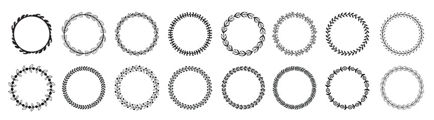 Obraz premium circle leaf frames floral leaves round frame flower ornament circles flowers circled border isolated