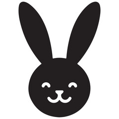 Silhouette of a cute sleepy bunny face illustration vector graphic