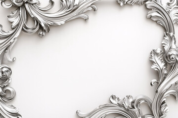 silver ornate frame border on white background