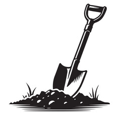 Shovel in Dirt Illustration Vector for Gardening and Construction © Creative Image  