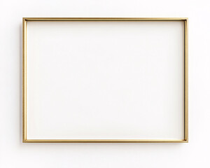 gold picture frame mockup on white wall