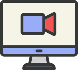 Video Conference Filled Line Icon