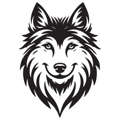 Smiling wolf face silhouette illustration vector file for printing