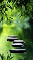 Obraz premium Tranquil Stepping Stones in a Serene Pond