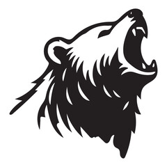 Roaring Silhouette Bear Head Vector for Wilderness Designs
