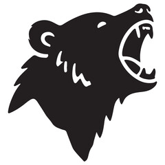 Roaring Bear Head Silhouette Vector Illustration Graphic Design