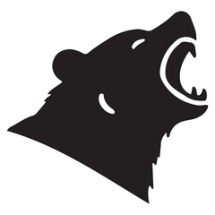 Roaring Bear Head Silhouette Vector Artwork Aggressive Animal