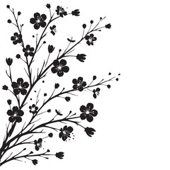 Cherry Blossom Branch Silhouette Beautiful Floral Vector Artwork