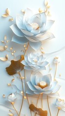 Elegant Blue and Gold Lotus Flower Arrangement