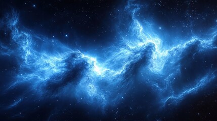 Blue Nebula Cosmic Cloudscape, Space Background, Astronomy