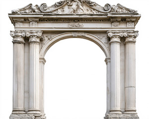 Obraz premium white stone archway architectural detail isolated on white background italy roman style