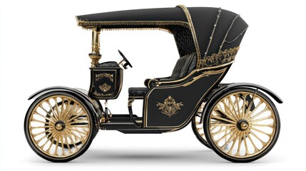 Fototapeta premium Vintage Electric Carriage on White Background. Possible Stock Photo Use