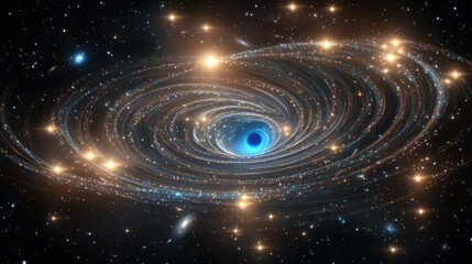 Spiral Galaxy with Colorful Stars and Nebula