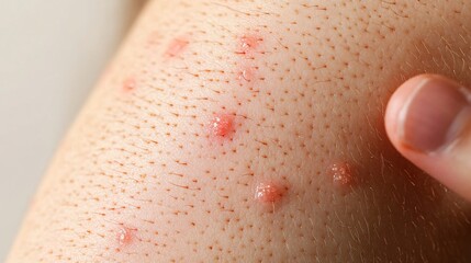 Fototapeta premium Dermatologist is examining a patient's arm with red folliculitis