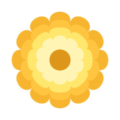 Flat geometric marigold flower, botanical decoration, spring and summer, modern stylized vector floral illustration