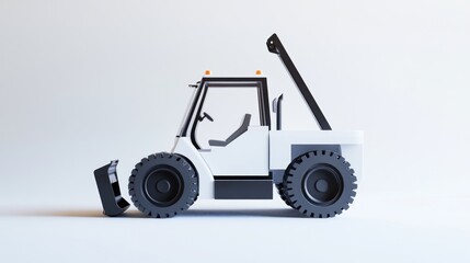 Fototapeta premium White loader side view, minimalist background, ideal for industrial or construction projects