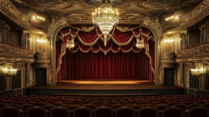 Fototapeta premium Interior of a luxurious vintage theater auditorium
