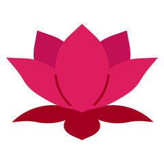 Flat geometric lotus flower, botanical decoration, spring and summer, modern stylized vector floral illustration