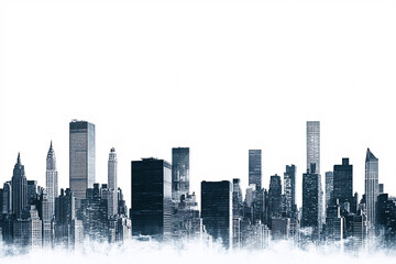 Fototapeta premium cityscape skyline black and white foggy city view new york city architecture urban buildings silhouette