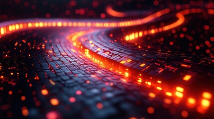 Glowing Data Stream, Abstract, Technology, Background