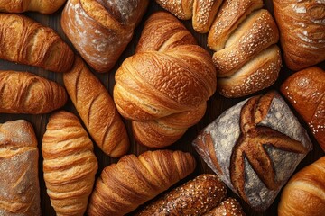 Assorted Freshly Baked Bread Varieties Artfully Arranged