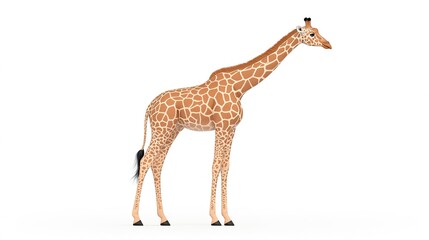 Naklejka premium A tall giraffe standing gracefully against a plain background, showcasing its unique patterns and elegance