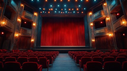 Teather stage in red concept, vintage stage 