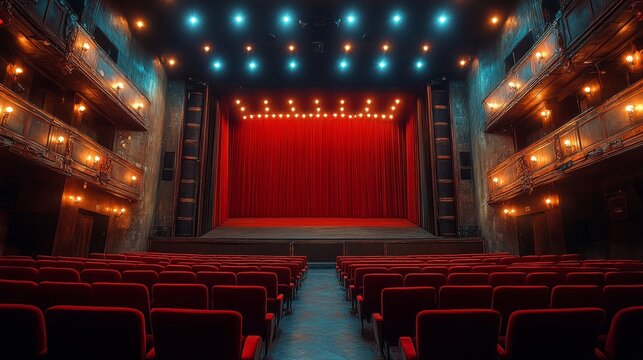 Teather stage in red concept, vintage stage 