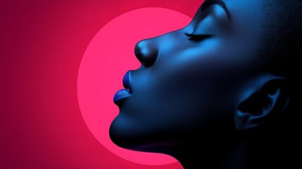 Profile of a Woman with Artistic Lighting and Bold Background Colors