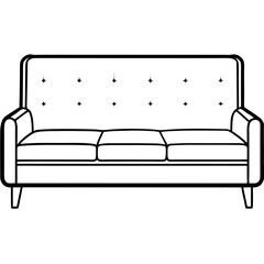 Modern Sofa Font 3D View Vector Illustration