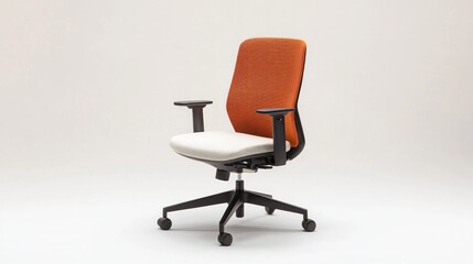 Fototapeta premium Modern office chair, ergonomic design, white background, comfort