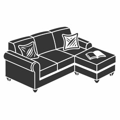 Modern Sofa Font 3D View Vector Illustration