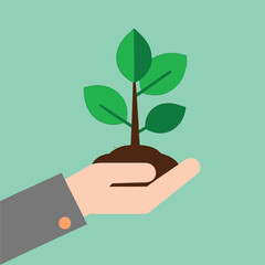Hand Holding Tree Vector