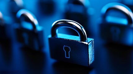 Close up of metal padlocks in dark setting showcasing security and protection themes : Generative AI