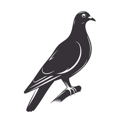 Fototapeta premium Minimalist Dove Bird Silhouette Flat Vector Design on Transparent Background