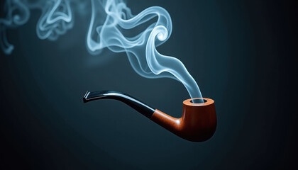 Curved Pipe Emitting Delicate Smoke Trails on Dark Background