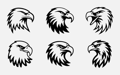 Vector Eagle Head Silhouette Set &ndash; Bold and Fierce Tribal Designs