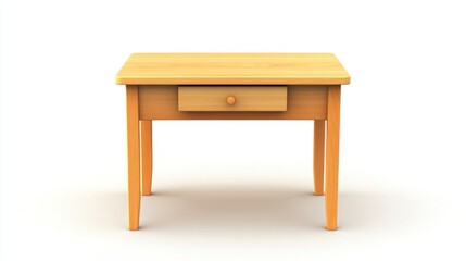 Fototapeta premium Simple Wooden Table with Drawer; Isolated; 3D Rendering; Office or Home