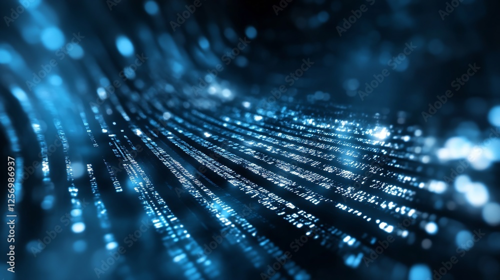 Leinwandbilder Futuristic digital background with flowing blue light creating a sense of motion and technology innovation : Generative AI